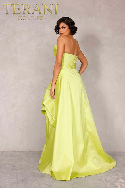 Terani Couture 2111P4272 Taffeta Strapless High Low Gown