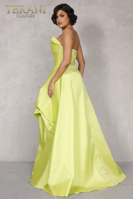 Terani Couture 2111P4272 Taffeta Strapless High Low Gown