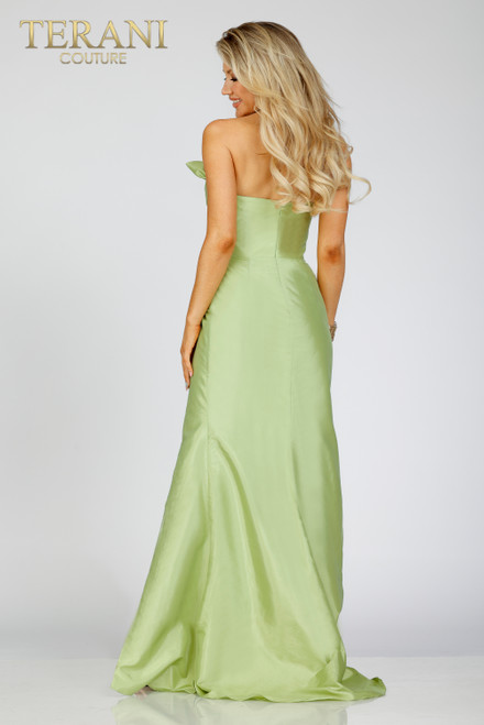 Terani Couture 231P0180 Taffeta Strapless High Slit Dress