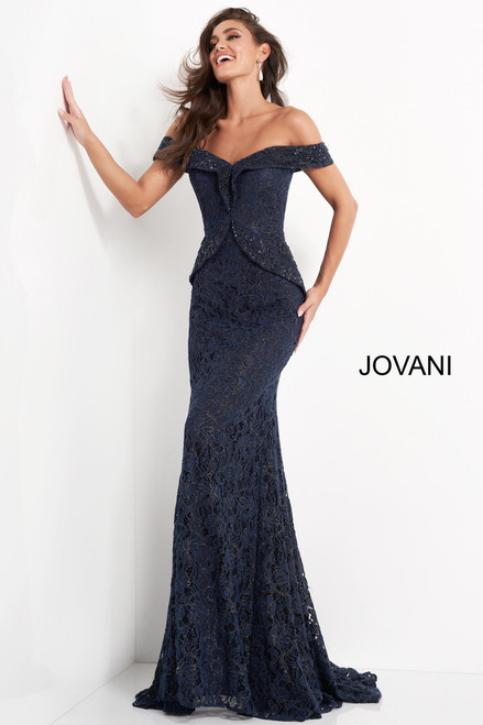 Jovani 05059 Off Shoulder Embellished Mother of Bride Dress