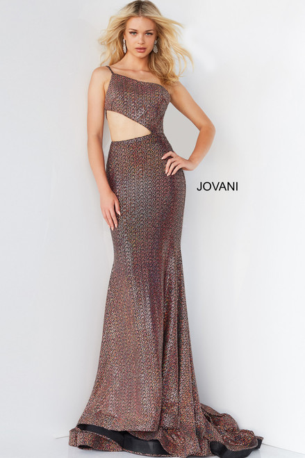 Jovani 06422 Sleeveless Side Cut Out Asymmetric Long Gown