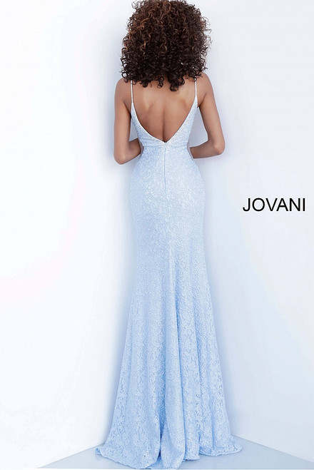 Jovani JVN64010 Sleeveless High Halter Beaded Lace Long Gown