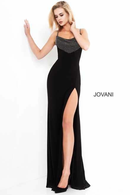 Jovani 03251 High Slit Embellished Bust Evening Dress