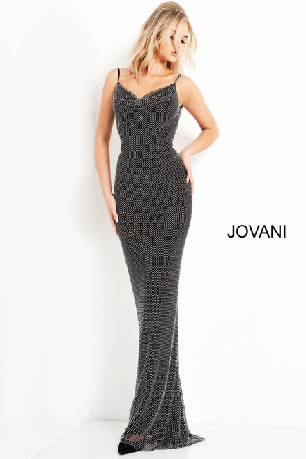 Jovani 03252 Cowl Neckline Backless Prom Dress
