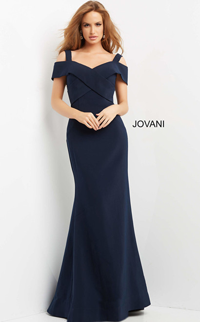 Jovani 06999 Crisscross Bodice Off Shoulder Evening Gown