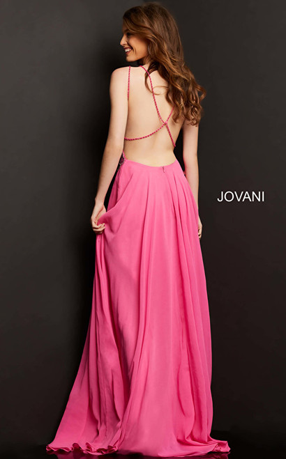 Jovani 000297 V-Neck Beaded Embellished Bodice Prom Dress