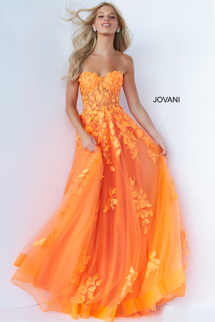 Jovani 07901 Strapless Lace Ornate Sweetheart Long Gown