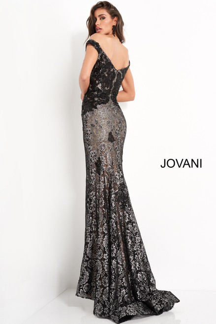 Jovani 06437 Off the Shoulder Embroidery Lace Prom Dress