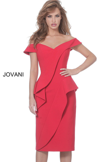 Jovani 04426 Off Shoulder Knee Length Corset Cocktail Dress