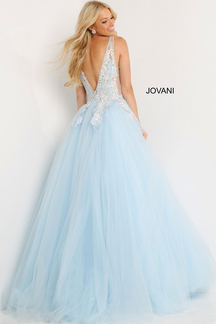 Jovani 06808 Sleeveless Tulle V Neck Embroidery Ballgown