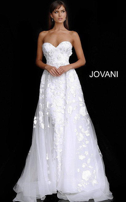 Jovani JB65935 Strapless Floral Embroidered Bridal Gown