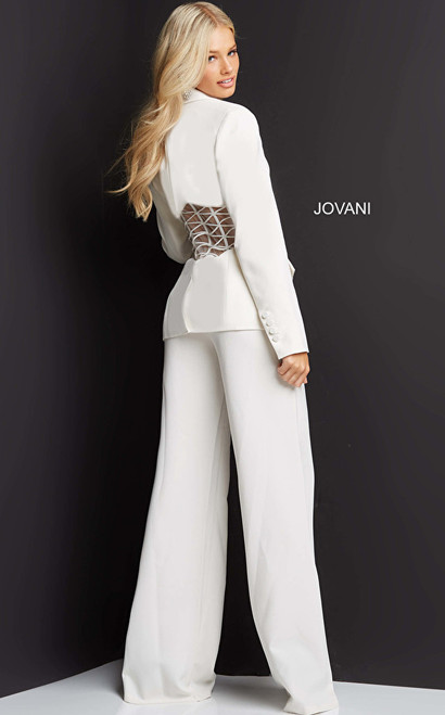 Jovani 07227 Long Sleeves Illusion Waist Two Piece Pant Suit