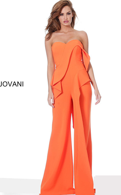 Jovani 04427 Sleeveless Strapless Wide Leg Corset Jumpsuit