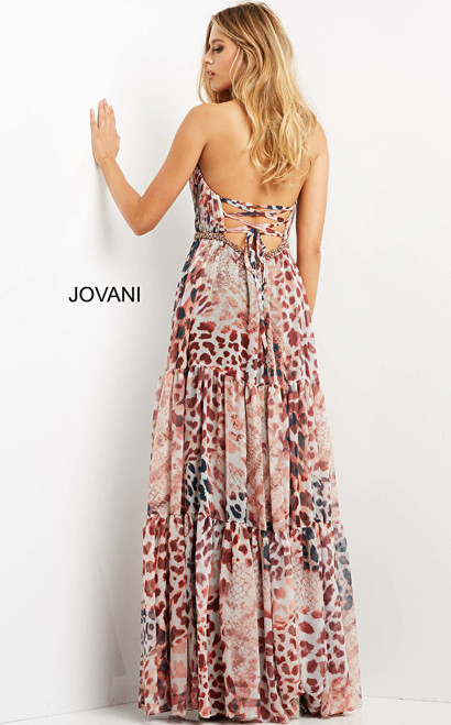 Jovani 06088 Sleeveless Plunging V-neck Chiffon Long Dress