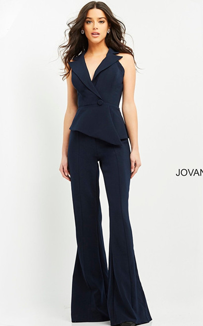 Jovani 06923 Sleeveless Deep V-Neck Contemporary Jumpsuit
