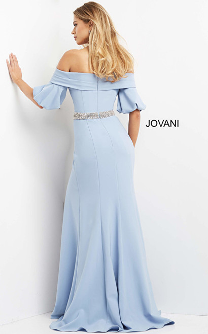 Jovani 06830 Off Shoulder Embellished Belt Evening Dress