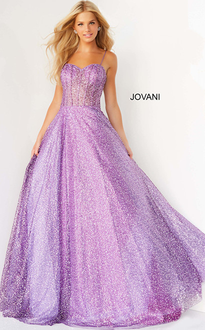 Jovani 07423 Sleeveless Glitter Corset Sweetheart Long Gown