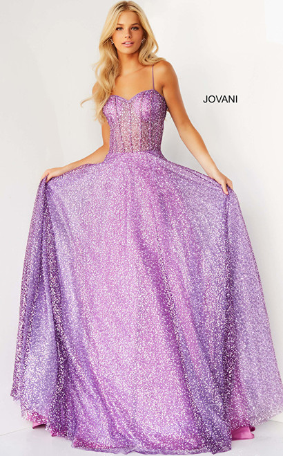 Jovani 07423 Sleeveless Glitter Corset Sweetheart Long Gown