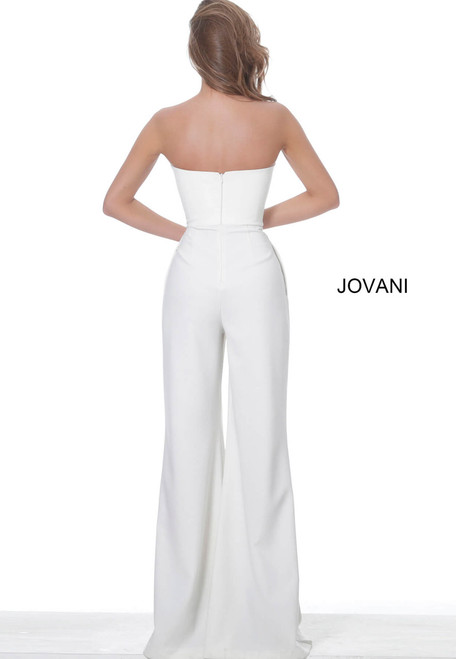 Jovani 03828 Strapless Wide Leg Evening Jumpsuit