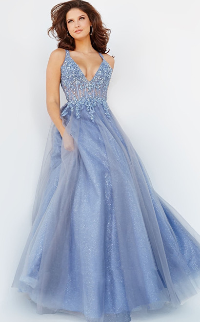 Jovani 22546 Sleeveless Embroidered Bodice A-line Prom Gown