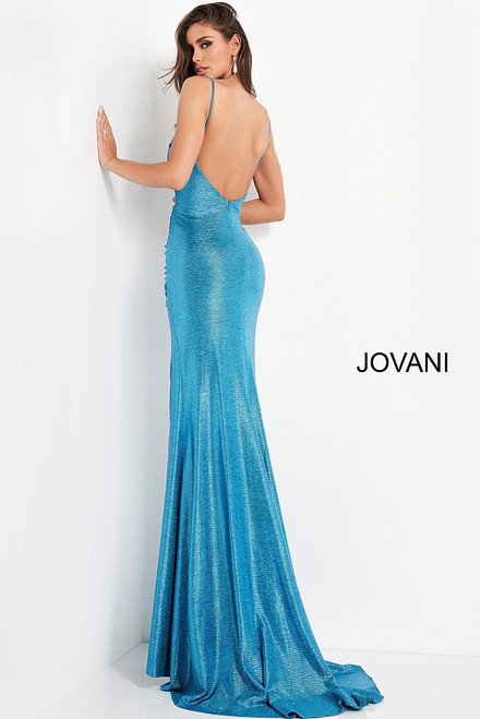 Jovani JVN06368 Sleeveless Plunging V-neck Ruched Long Gown