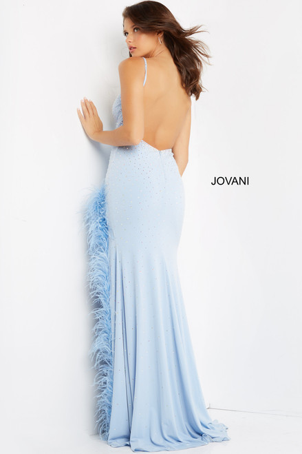 Jovani 08283 Sleeveless Beaded Deep V-neck Sheath Long Gown