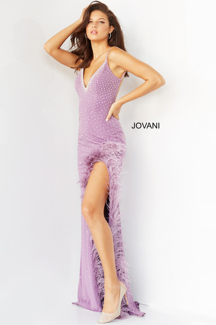 Jovani 08283 Sleeveless Beaded Deep V-neck Sheath Long Gown