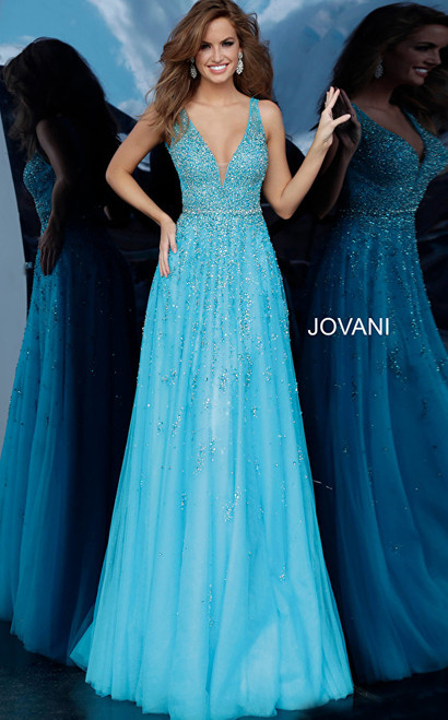 Jovani 1572 Embellished Sleeveless Deep V-neck A-line Gown