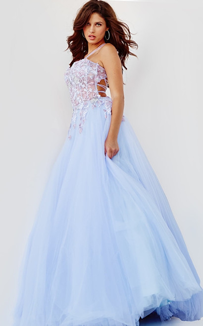 Jovani 06207 Sleeveless Tulle Voluminous Crisscross Gown