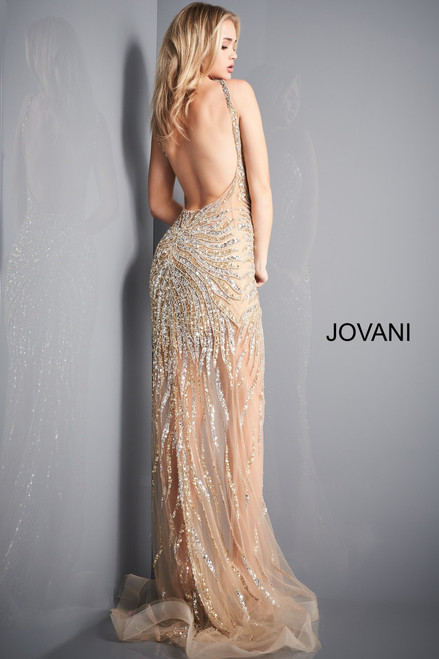 Jovani 02504 Embellished Plunging Neckline Prom Dress