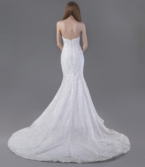 Alina Voce By Jovani AV05382 Plunging Neck Lace Bridal Dress
