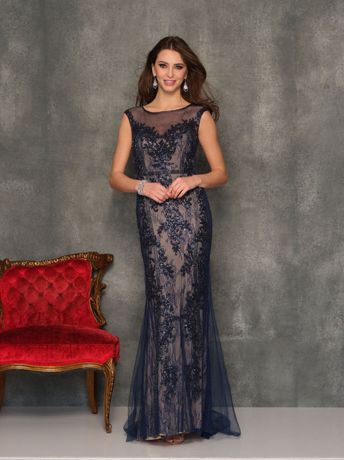 Dave and Johnny 8442 Navy Prom Dress