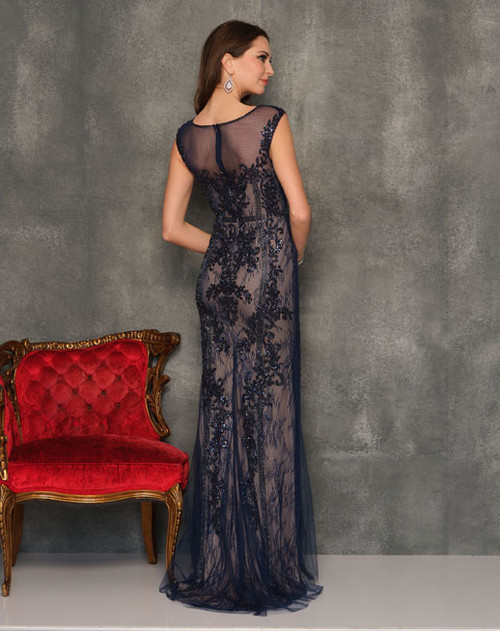 Dave and Johnny 8442 Navy Prom Dress