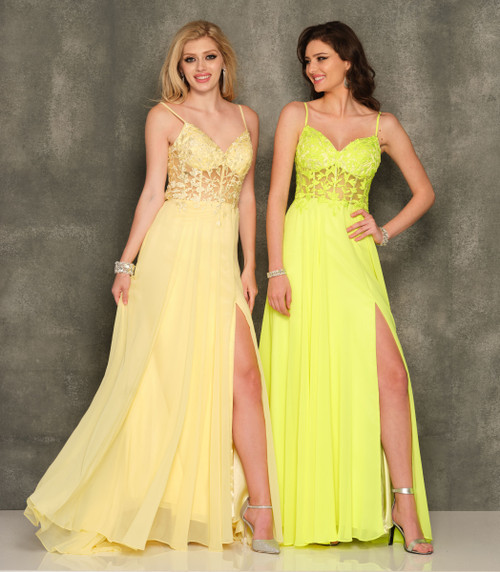 Dave and Johnny 10364 Neon Lime Prom Dress