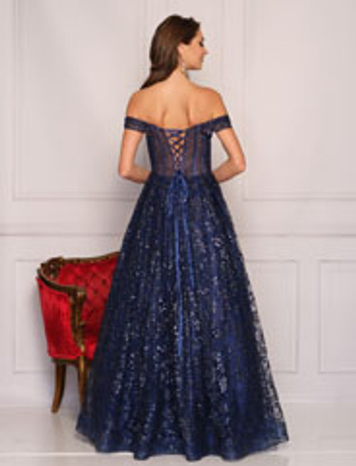 Dave and Johnny 10544 Navy Prom Dress