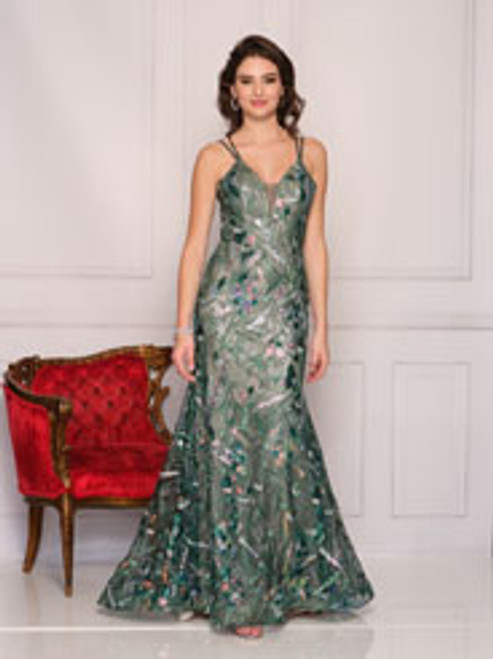 Dave and Johnny 10590 Green Prom Dress