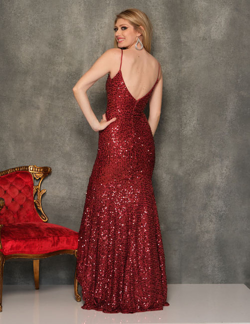 Dave and Johnny 10673 Burgundy Prom Dress