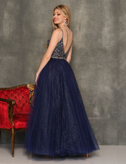 Dave and Johnny 10698 Navy Prom Dress