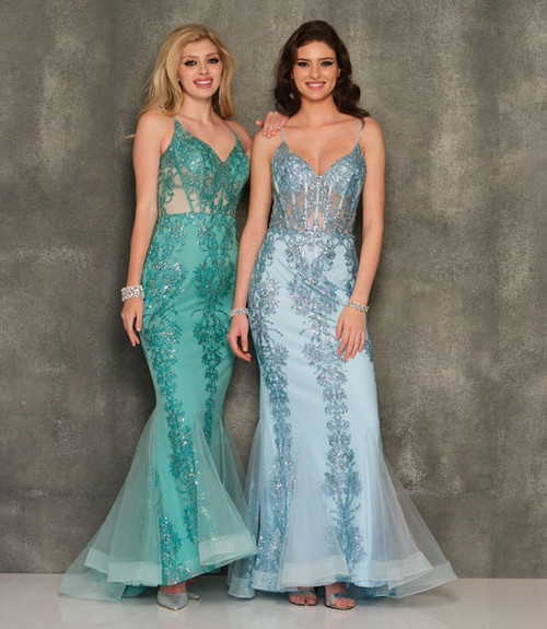 Dave and Johnny 10924 Ice Blue Prom Dress