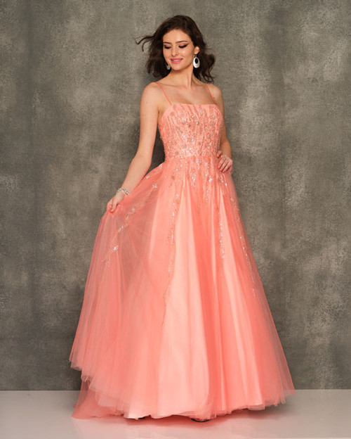 Dave and Johnny 10938 Coral Prom Dress