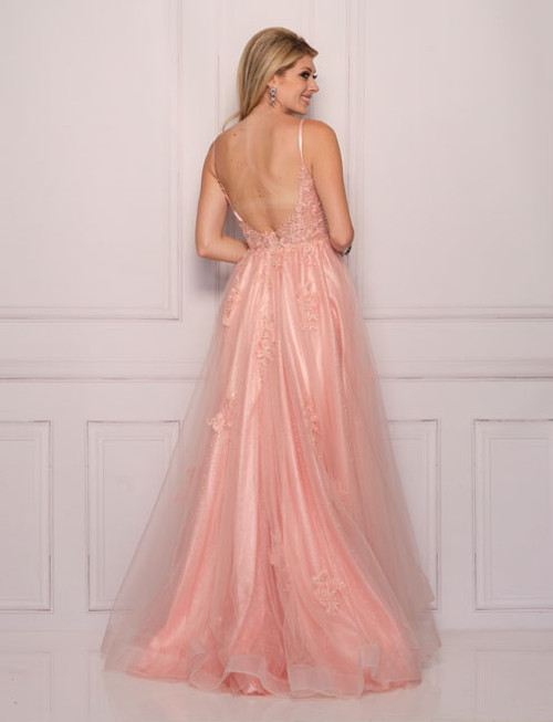 Dave and Johnny 11113 Peach Prom Dress