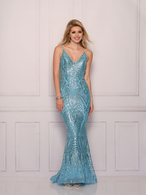 Dave and Johnny 11124 Sky Blue Prom Dress