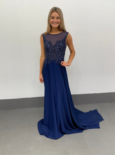 Dave and Johnny 11139 Navy Prom Dress