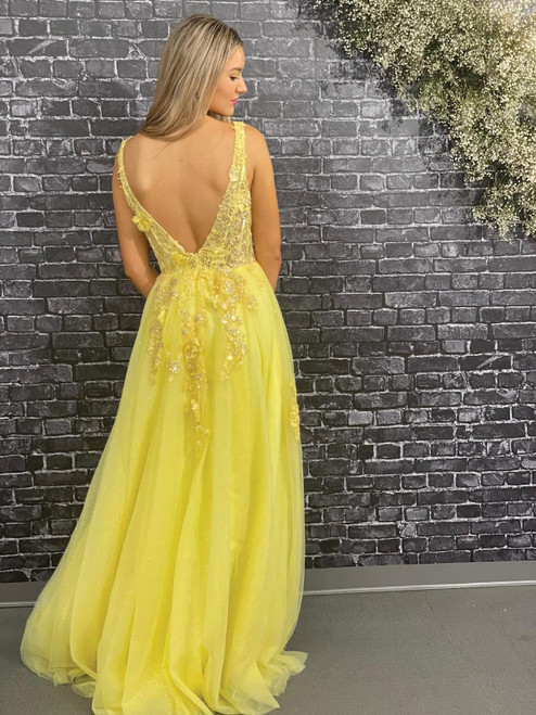 Dave and Johnny 11141 Yellow Prom Dress