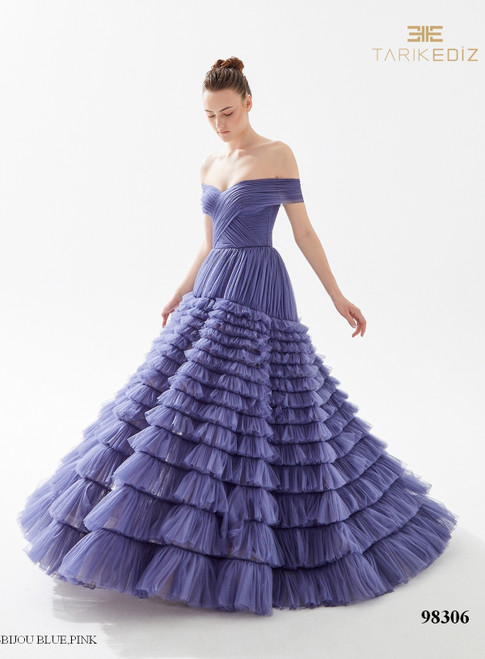 Tarik Ediz 98306 Tulle Join Elbise Prom Dress