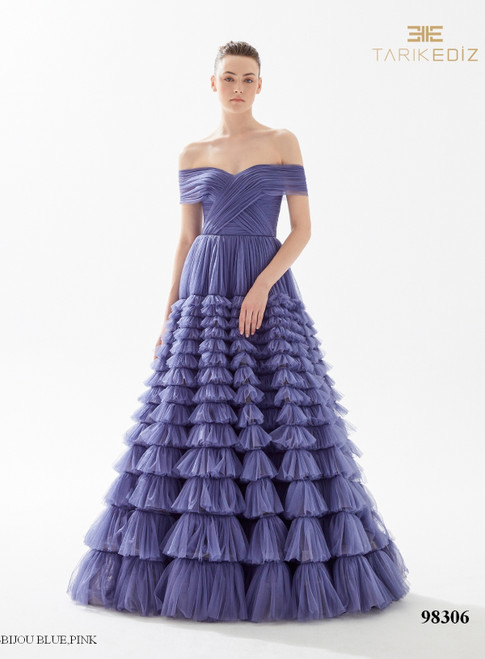 Tarik Ediz 98306 Tulle Join Elbise Prom Dress