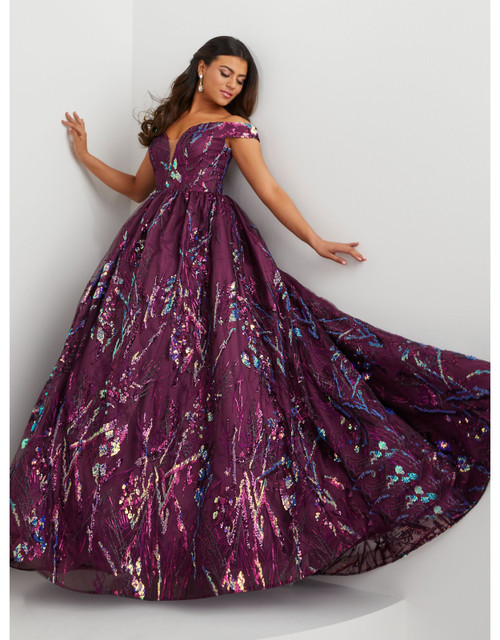 House of Wu 14128 Off-shoulder Floral Sequin Panoply Gown