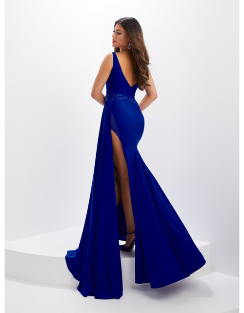 House of Wu 14143 Sparke Spandex Side Slit Panoply Gown