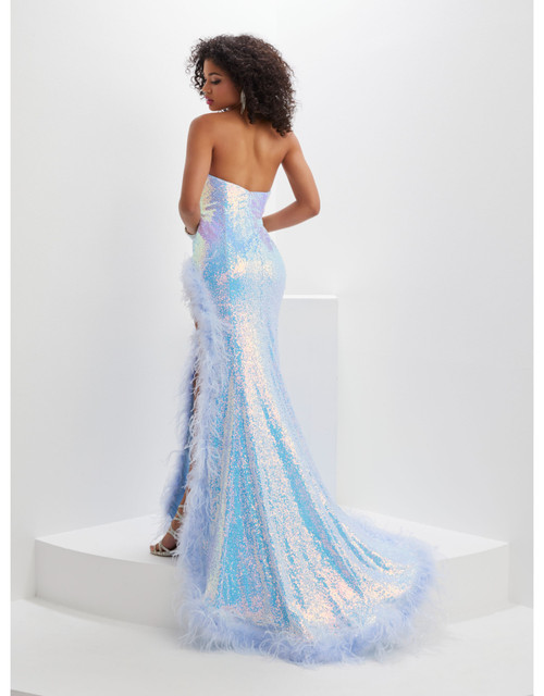 House of Wu 14147 Iridescent Sequins Feathers Panoply Gown