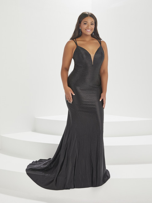 House of Wu 16038 Spandex Plunging Neck Tiffany Plus Gown